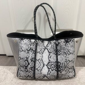 Chic Black and White Snakeskin Neoprene Tote -Brand New
